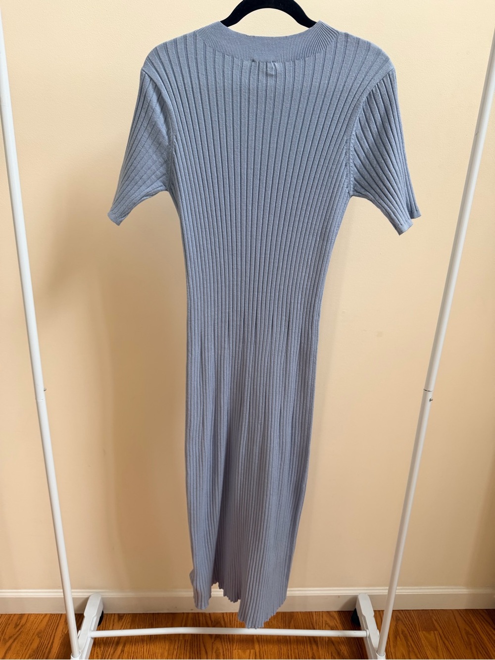 Varley Maeve Rib Knit Midi Dress Ashley Blue mock-neck Sz M - Picture 3 of 7